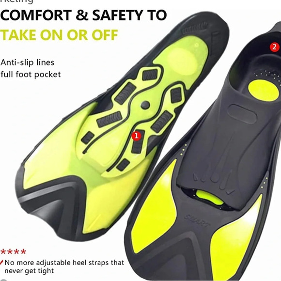 New!! Unisex swim fins size black/yellow, Size XS - Picture 2 of 7